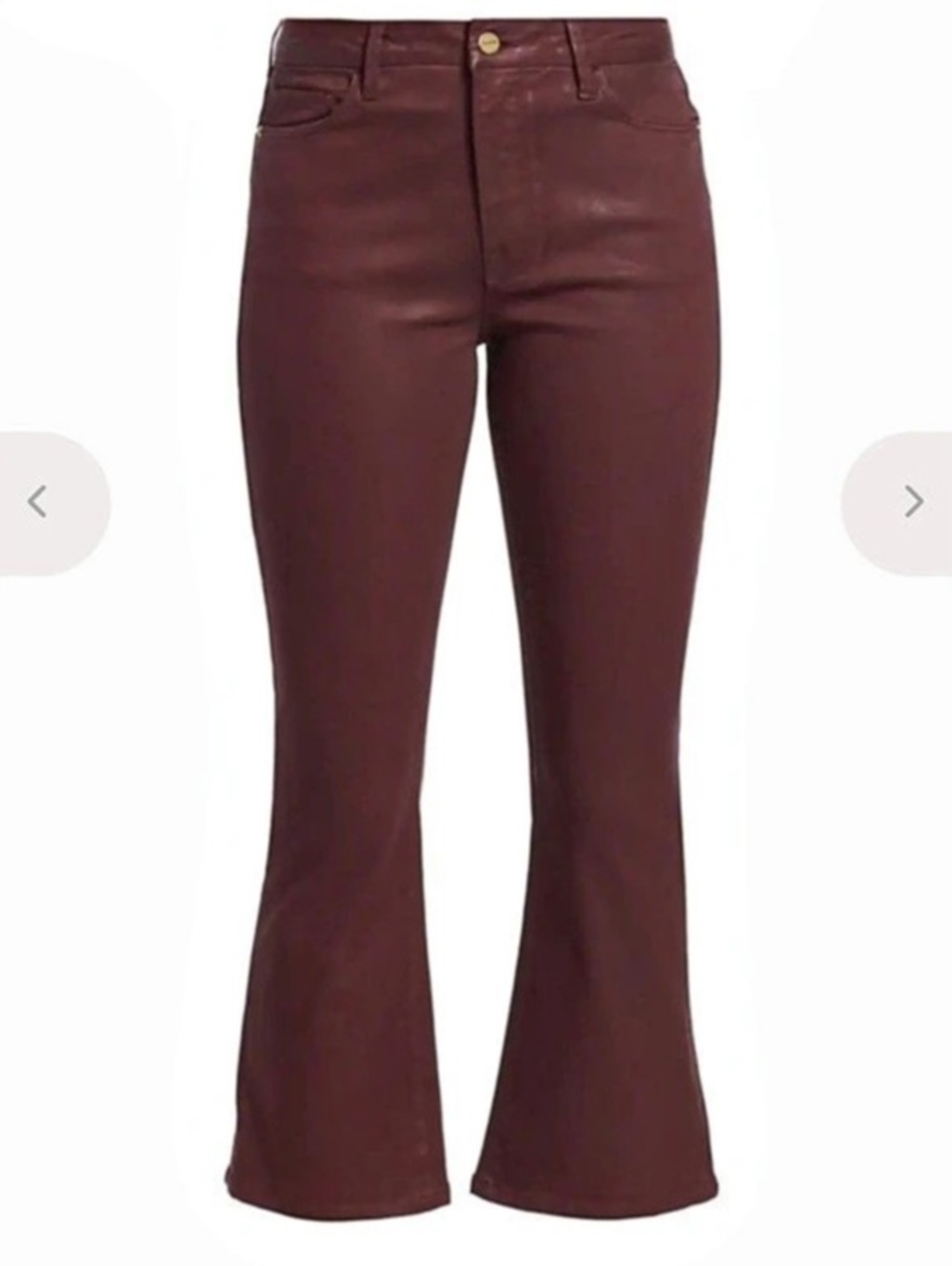 FRAME Le Crop Mini Boot Jeans 27 Bordeaux Coated Burgundy Brown Cropped Flare